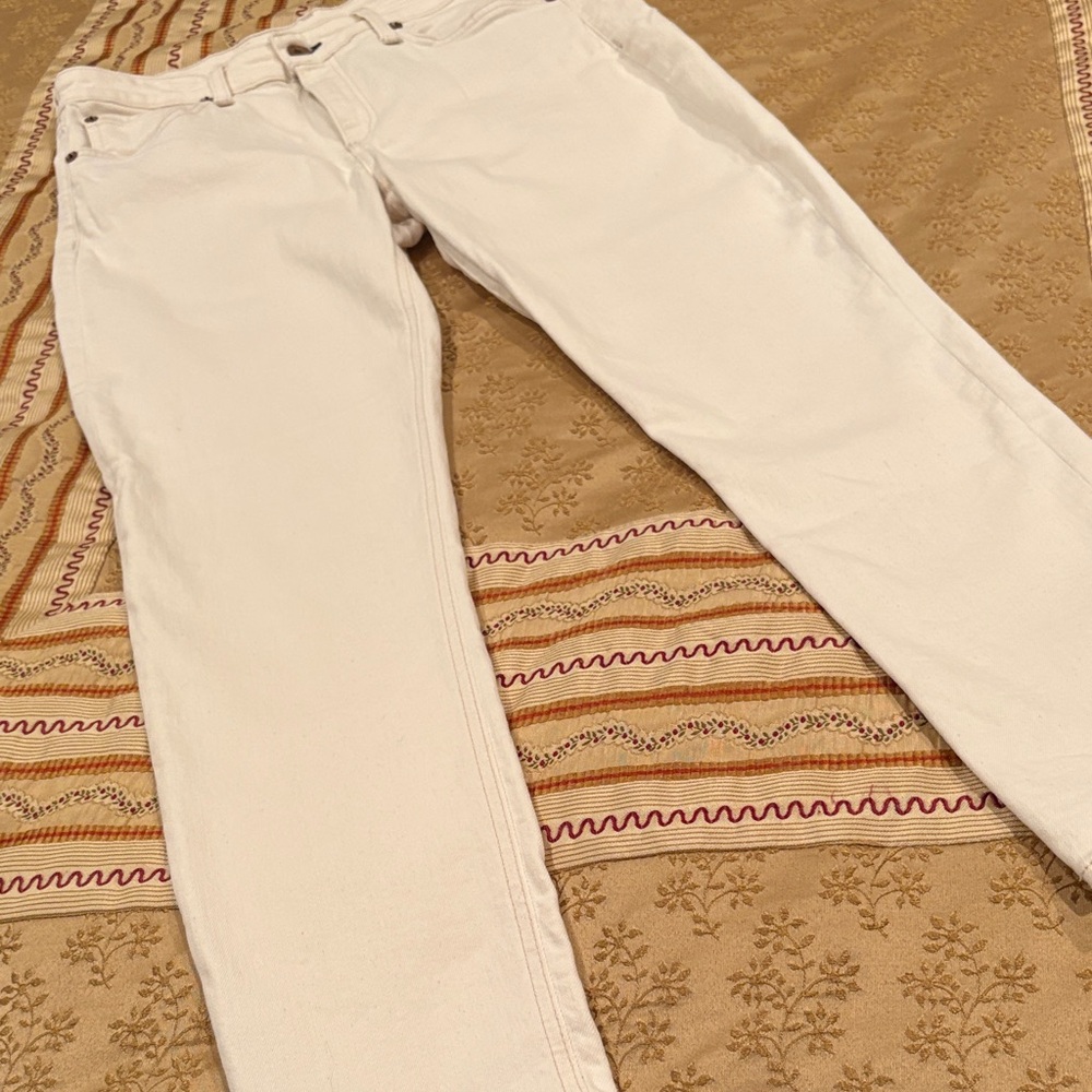 Rag & Bone Cate Mid-Rise Ankle Skinny - Ecru